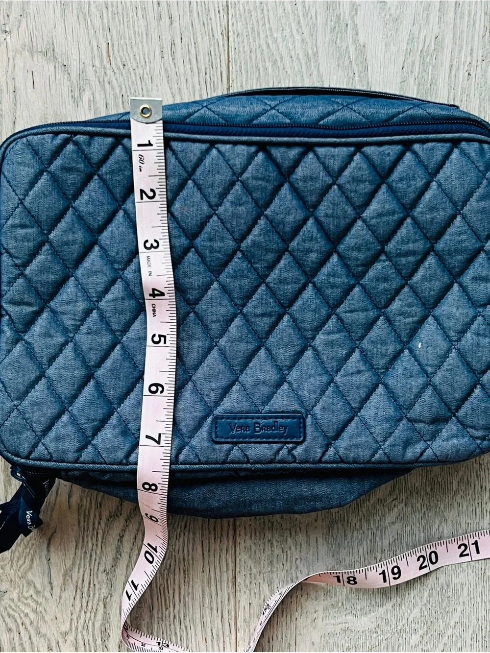 Vera Bradley Quilted Denim Blue Toiletry Kit Makeup Travel Organizer